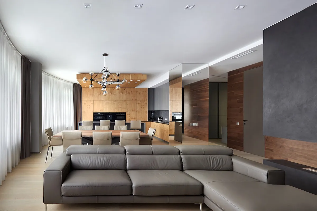 Интерьер с деревянными элементами